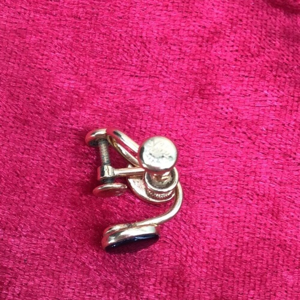 Vintage Van Dell Gold-Plated Screw Back Black Onyx Clip-On Earrings - Picture 5 of 7